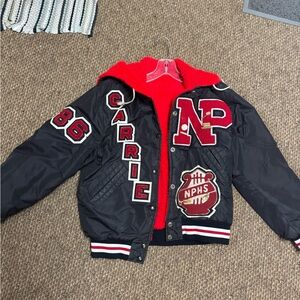 Vintage 80’s 1986 letterman high school Black and Red Varsity Jacket